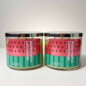 Bath Body Works Watermelon Lemonade 3 Wick Candle 14.5oz Set of 2 New